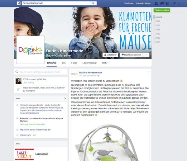 Dorins Kindermode Facebook