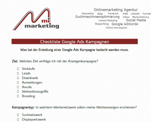 Checkliste zur Erstellung von Google Ads Kampagnen