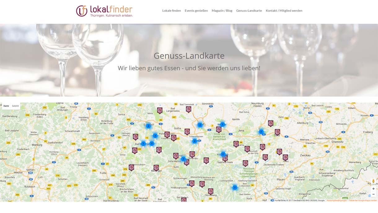 Template-Entwicklung der Webseite www.lokalfinder-thueringen.de