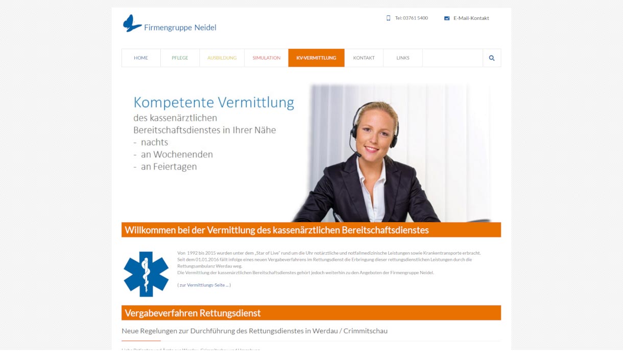 Screenshot der Webseite www.notfallmedizin-sachsen.de