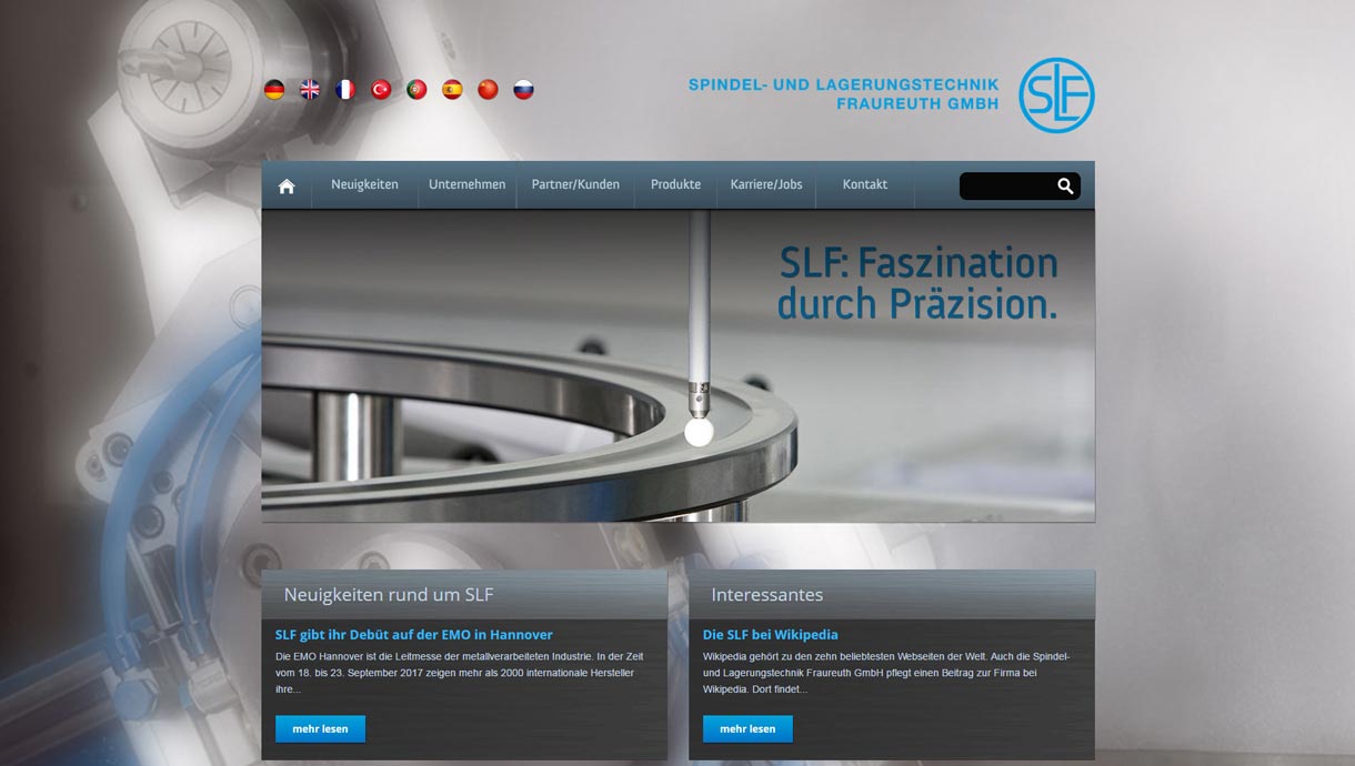 Screenshot der Webseite www.slf-fraureuth.de